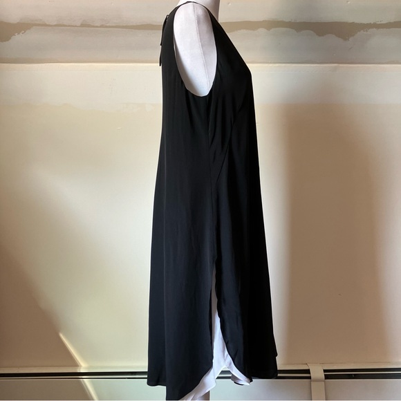 Eileen Fisher Sleeveless Black/White Double-Layer Silk Cocktail Dress size Small - Picture 11 of 12